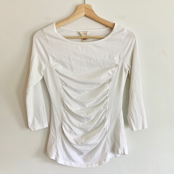 Sundance Tops - Sundance White 3/4 Sleeve Ruched Top